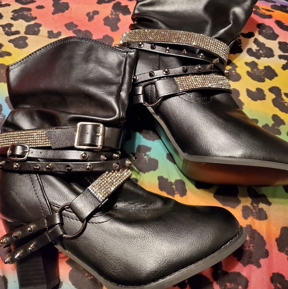 Black spiked boots